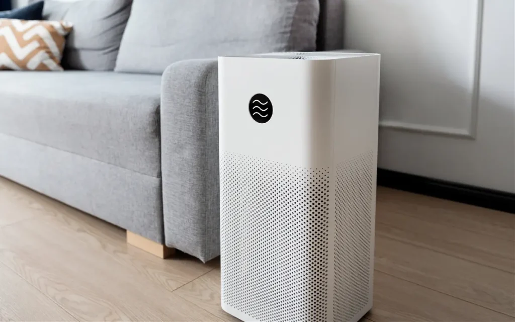 An Air Purifier placed in a living room to improve indoor air quality.