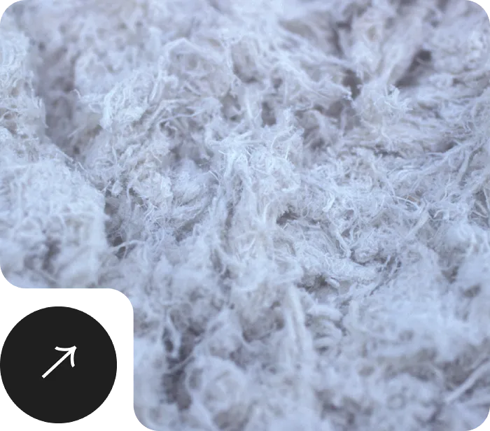 A close-up of a pile of fibers, potentially developed by asbestos