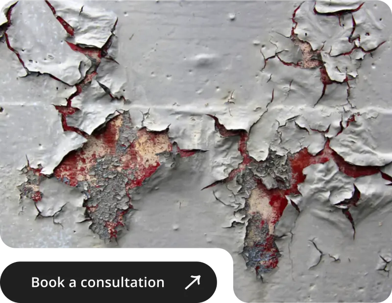 White paint covered wall with lead