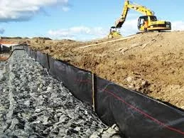 Excavator and silt fence used for erosion control management on site