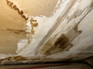 Water-stained wall showing signs of hidden damage found in mold inspection service