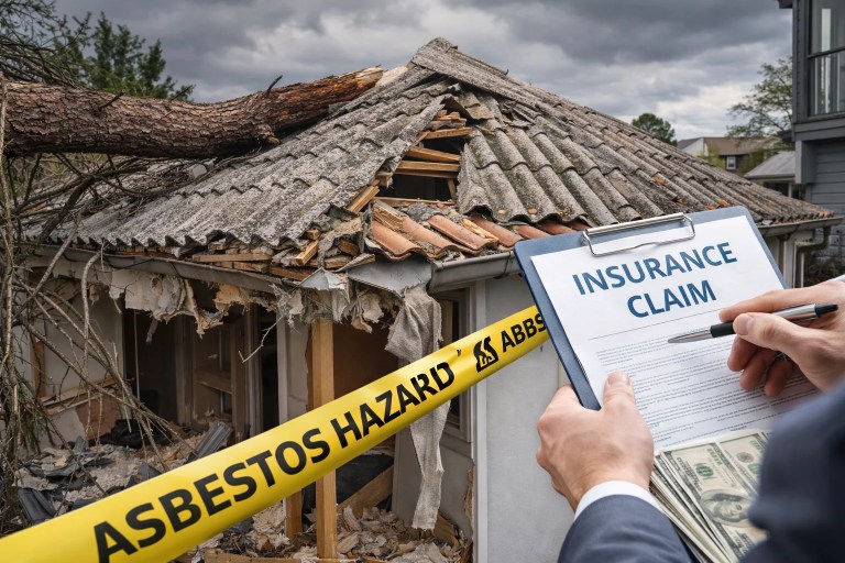 Does homeowners insurance pay for asbestos removal after storm damage exposes asbestos roofing