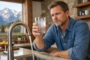 Image of a Colorado homeowner wondering how do you test for lead in your water at his kitchen sink